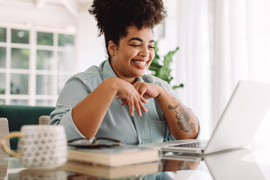 Woman at desk with computer